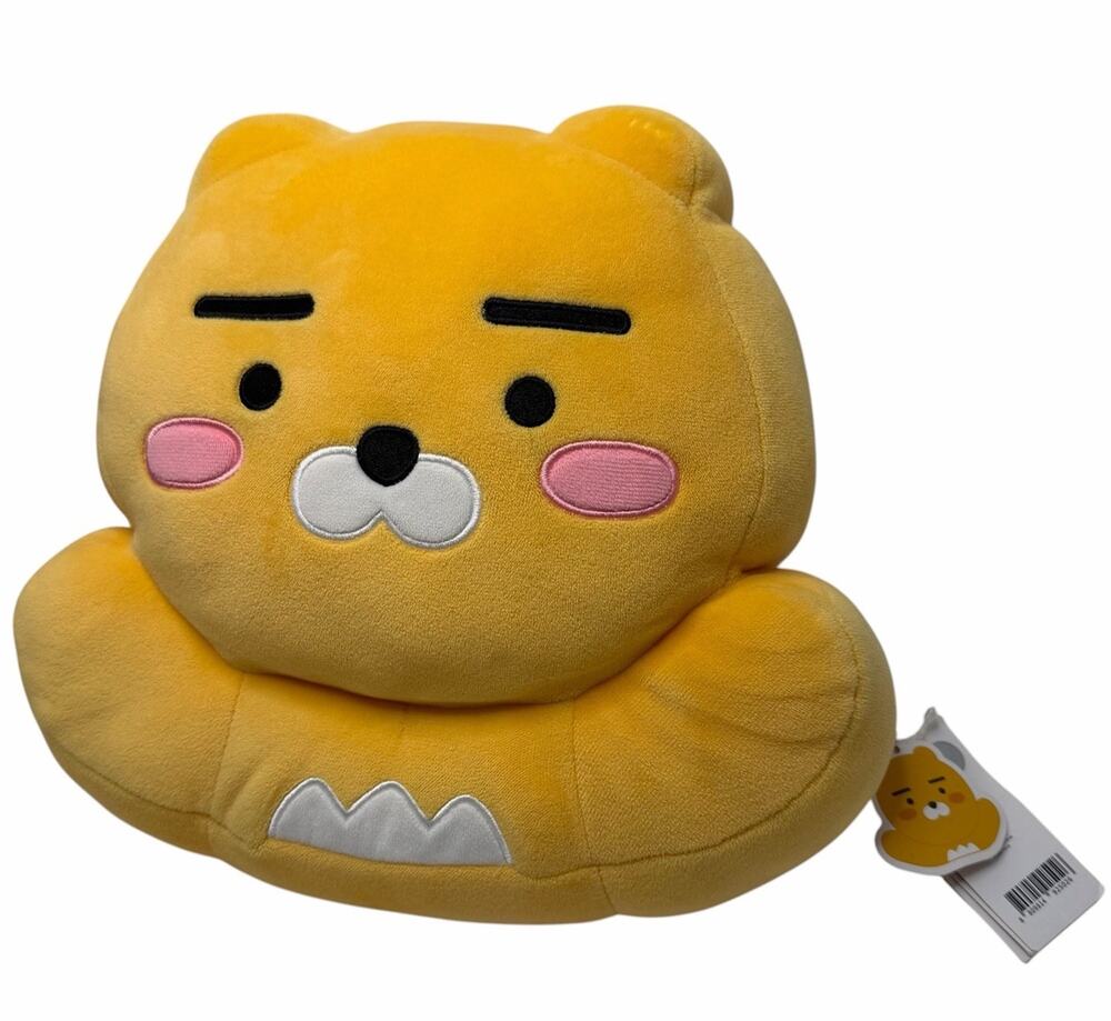 KAKAO FRIENDS Car Decor Neck Cushion Plush Face Ryan Head Kawaii Bear Animal NWT